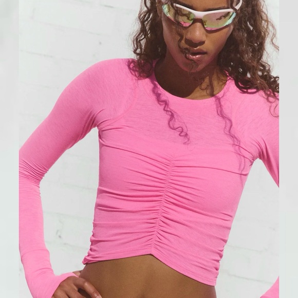 free people movement Tops - FP Movement Tempo Ruched Long Sleeve NWT Size M Free People Top Fuchsia Pink
